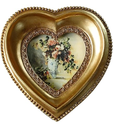 Amazon.com: Isaac Jacobs 5x5 Gold Heart Shaped Rose Border Resin